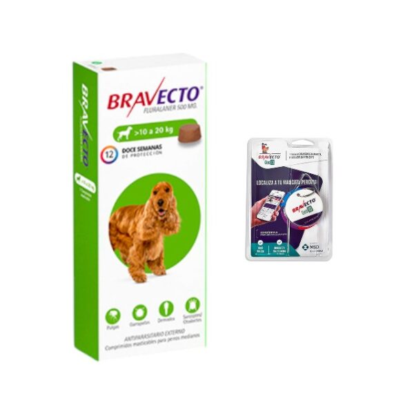 BRAVECTO PASTILLA 10-20kg (fluralaner 500mg) + MEDALLA GEO BRAVECTO DE REGALO