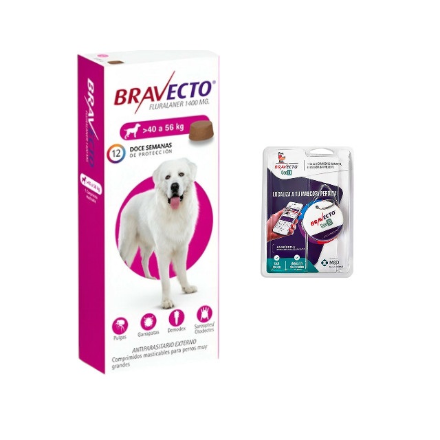 BRAVECTO PASTILLA 40-56kg (fluralaner 1400mg) + MEDALLA GEO BRAVECTO DE REGALO